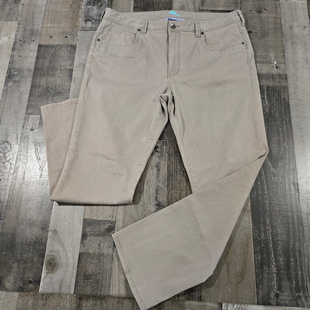 Tommy Bahama Boracay Khaki Tan Textured 5-Pocket Chino Stretch Pants Mens 38x30